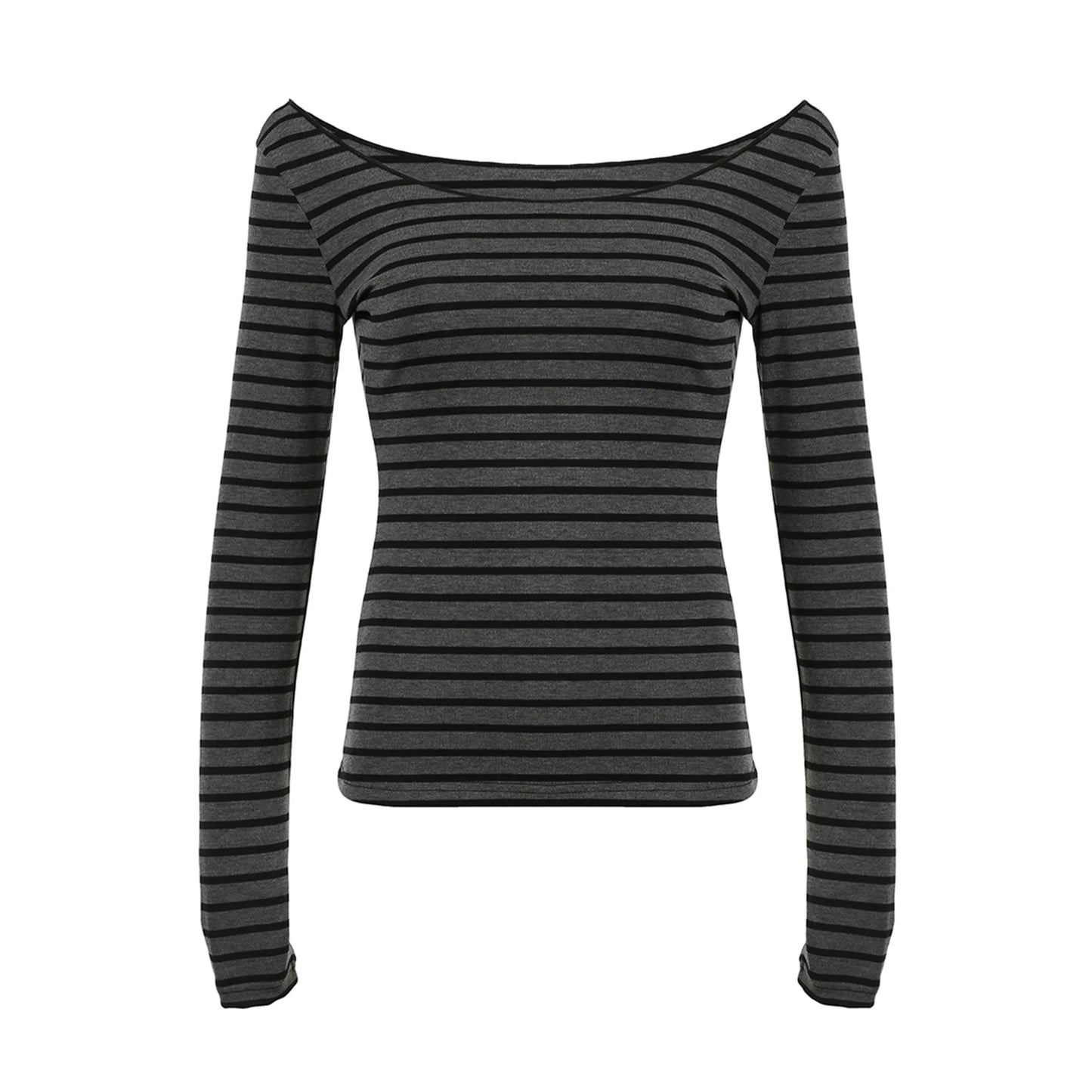 Women s Striped Off Shoulder Blouse with Long Sleeves - Stylish and Comfortable Casual Top for Autumn Fashion