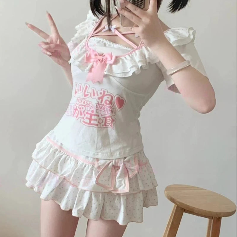 Lolita Mini Skirt Bow Japanese Style