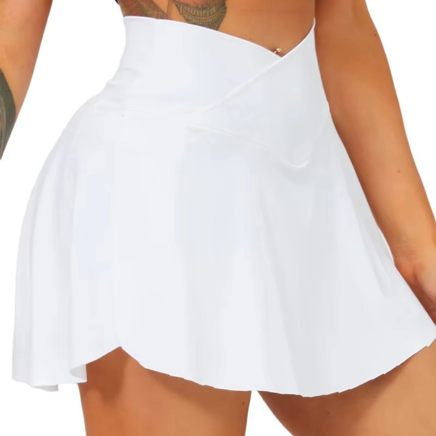 High Waisted Tummy Control Pocket Crossover Skirt