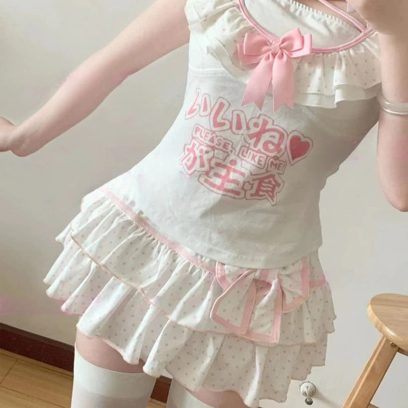 Lolita Mini Skirt Bow Japanese Style