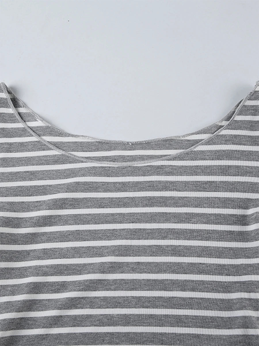 Women s Striped Off Shoulder Blouse with Long Sleeves - Stylish and Comfortable Casual Top for Autumn Fashion