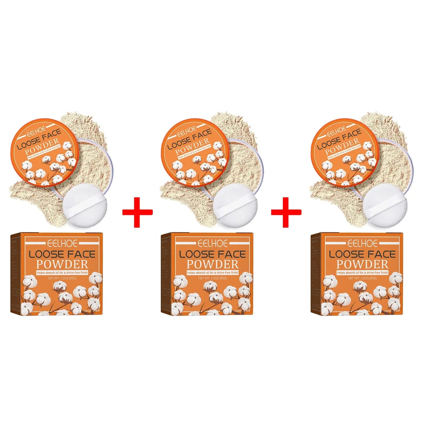 3pcs Loose Waterproof Oil Control Natural Translucent Powder