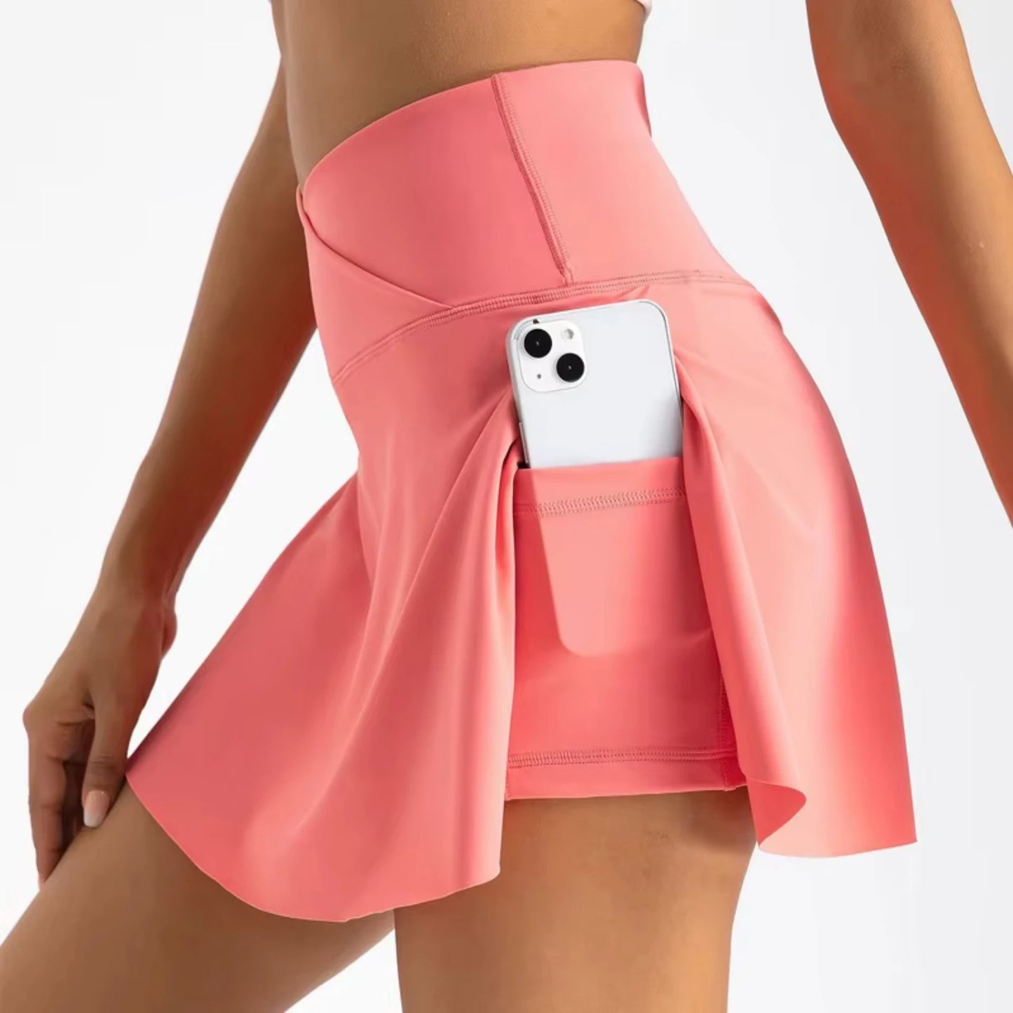 High Waisted Tummy Control Pocket Crossover Skirt