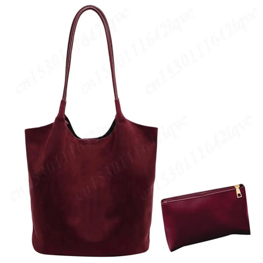 Faux Suede Magnetic closure Top handle Bag
