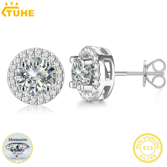 Moissanite Earrings 925 Silver Fine Jewelry Earings