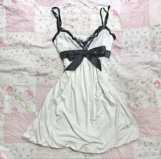 Harajuku Retro Y2K E-Girl Casual Dress Sexy Slim Chic Graphic Print Lace-Up Halter Neck Dresses Goth Grunge Fairycore Streetwear